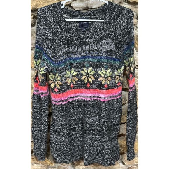 American Eagle Outfitters Sweaters - Women’s American Eagle Chunky Knit Fair Isle Multi Color Long Sleeve Jegging Swe